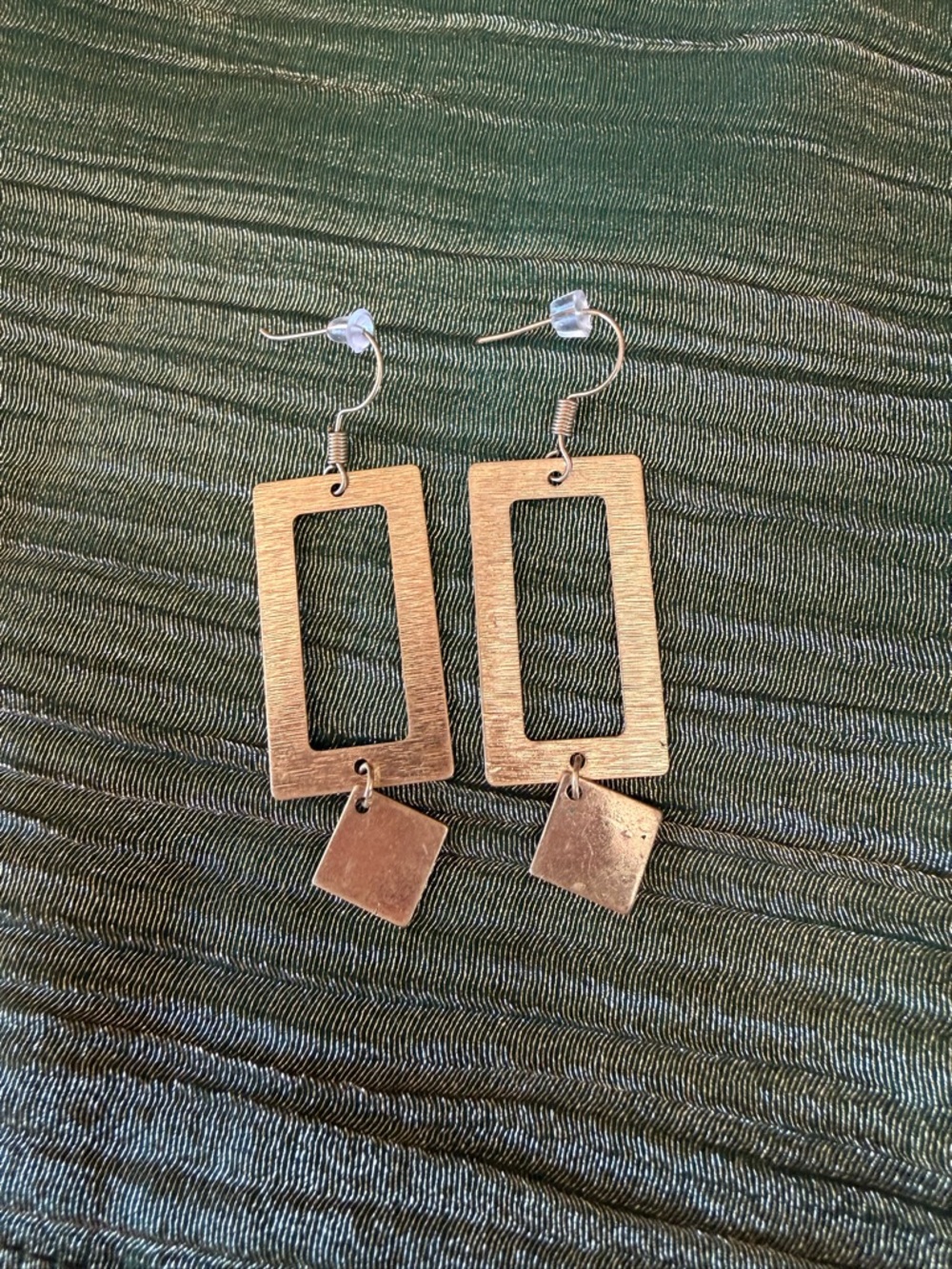 Modern Gold-Tone Rectangular Drop Earrings